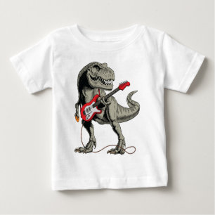 Camiseta De Bebé Rockin' T-Rex: Dinosaurio toca guitarra eléctrica