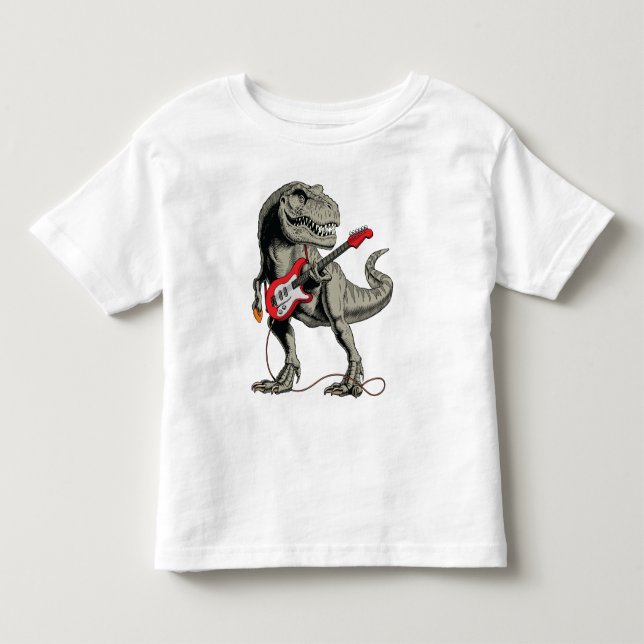 Camiseta De Bebé Rockin 'T-Rex: Dinosaurio tocando guitarra eléctri (Anverso)