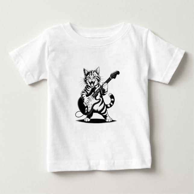 Camiseta De Bebé Rockstar Cat Guitar Solo – Funny Music Lover Gift (Anverso)
