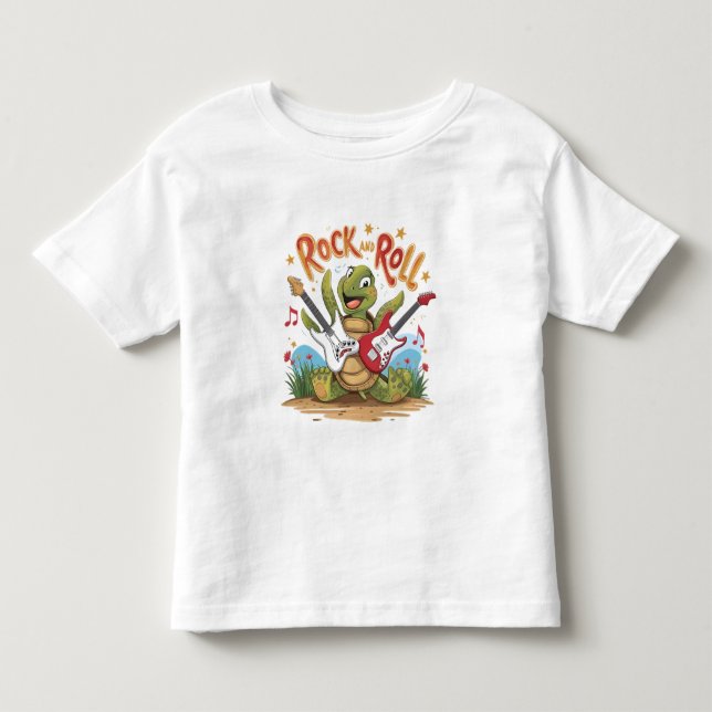 Camiseta De Bebé Rockstar Y Rollo De Tortuga Groovy (Anverso)