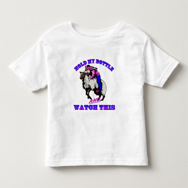 Camiseta De Bebé Rodeo Cowgirl Mutton Bustin" Botella Watch This (Anverso)