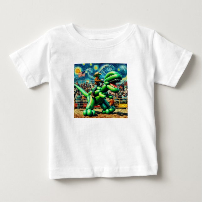 Camiseta De Bebé Rodeo Rex - Tee infantil de Cowboy Dino (Anverso)