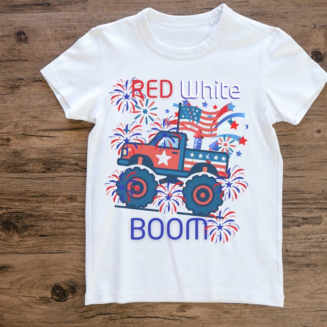Camiseta De Bebé Rojo, blanco boom 4 de julio cumpleaños 250  (Subido por el creador)