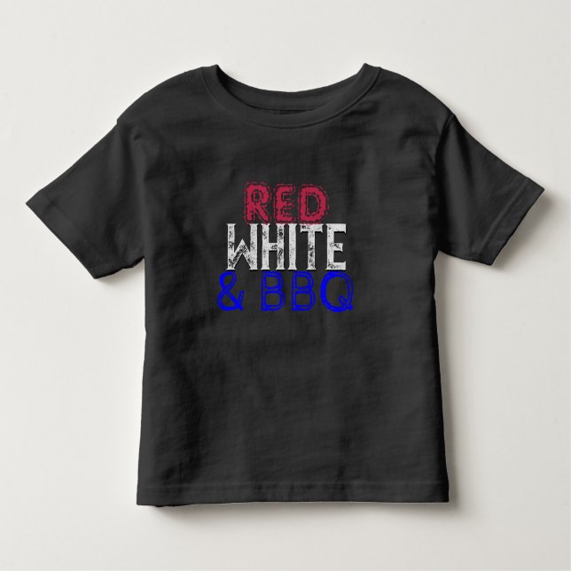 Camiseta De Bebé Rojo, blanco y barbacoa (Anverso)