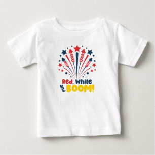 Camiseta De Bebé Rojo Blanco y Boom Niños