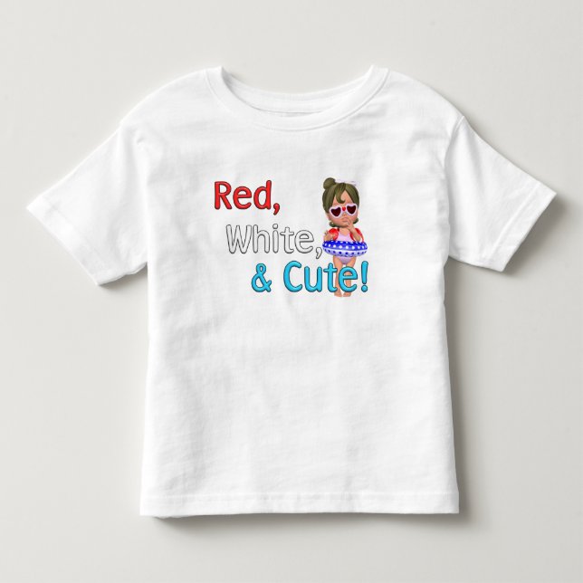 Camiseta De Bebé ¡Rojo, blanco y lindo! (Anverso)