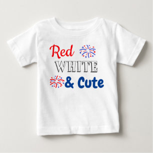 Camiseta De Bebé Rojo Blanco y Lindo 4 de Julio
