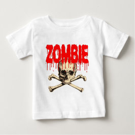 Camiseta De Bebé Rojo del cráneo del zombi