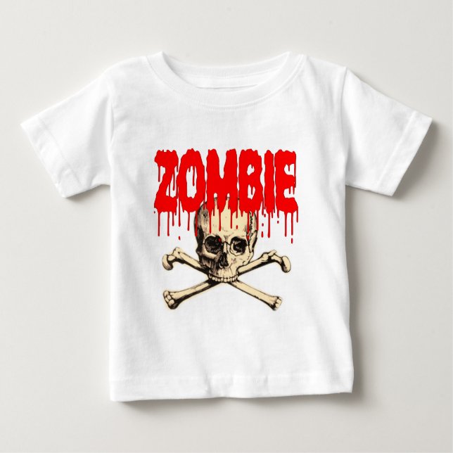 Camiseta De Bebé Rojo del cráneo del zombi (Anverso)
