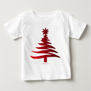 Camiseta De Bebé Rojo del patrón del árbol de Navidad