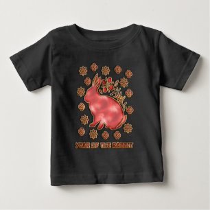 Camiseta De Bebé Rojo Dorado 2023 Conejo Año Nuevo Lunar Chino