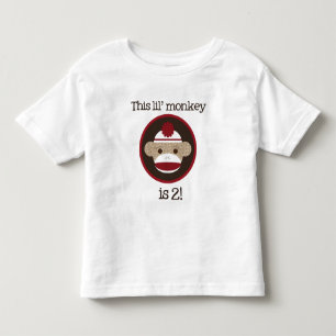 Camiseta De Bebé Rojo y mono del calcetín de Brown: Segunda