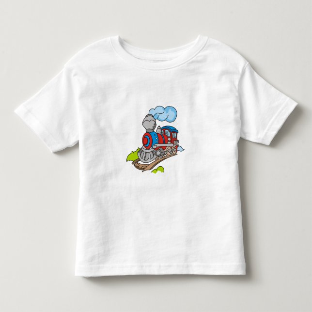 Camiseta De Bebé Rojo y tren azul (Anverso)