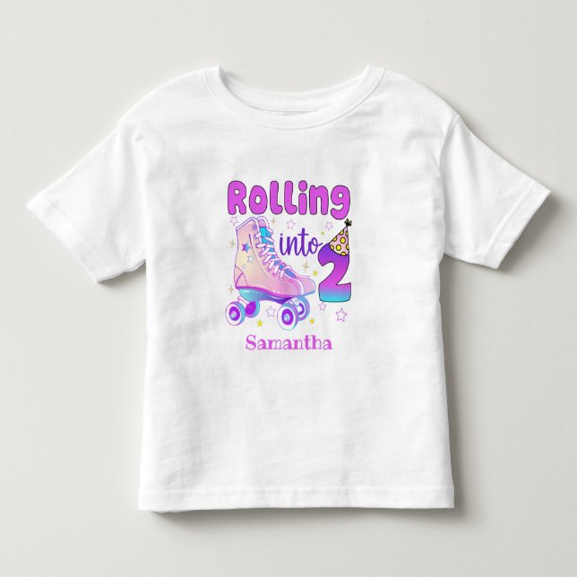 Camiseta De Bebé Rolling Into 2| Celebración del cumpleaños del pat (Anverso)