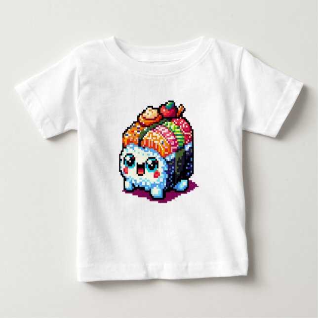 Camiseta De Bebé Rollo de sushi feliz - Comida japonesa de arte de  (Anverso)