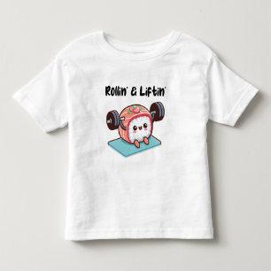 Camiseta De Bebé Rollo de Sushi Levantando Pesas