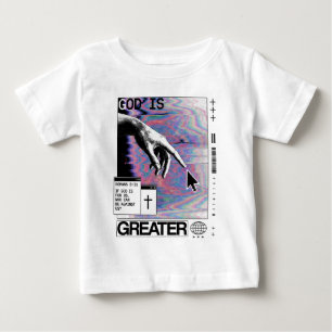 Camiseta De Bebé Romanos 8:31 Cyberpunk Mano De Dios Arte Glitch