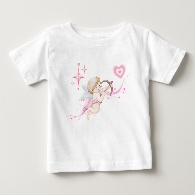 Camiseta De Bebé Romantic Valentine Art with Pink Heart Glow (Anverso)
