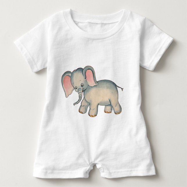 Camiseta De Bebé Romper bebé elefante retro (Anverso)
