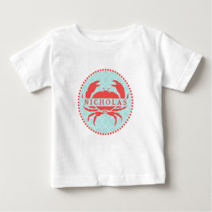 Camiseta De Bebé Romper de cangrejo azul+ rojo