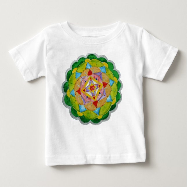 Camiseta De Bebé Ronda Mandala Toddler Ruffle Vestido (Anverso)
