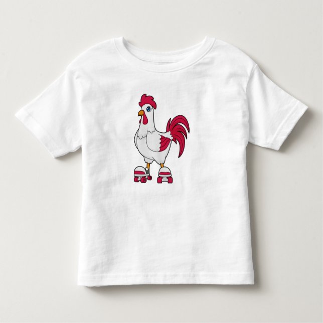 Camiseta De Bebé Rooster en patinaje en línea con patines de patina (Anverso)