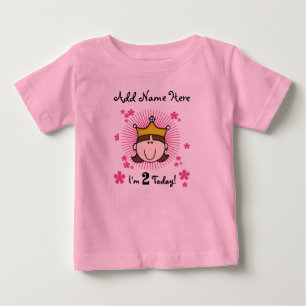 Camiseta De Bebé Ropa de 2º cumpleaños de Princesa Personalizada
