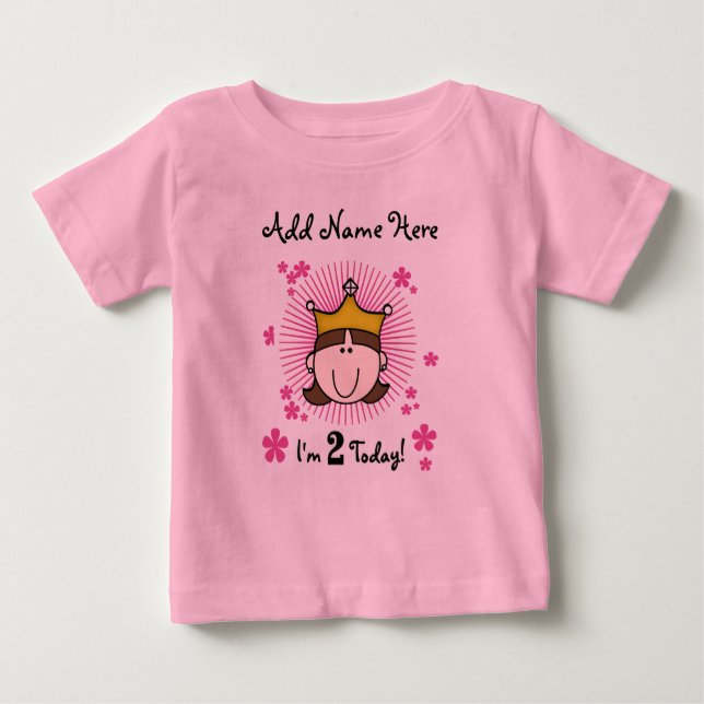 Camiseta De Bebé Ropa de 2º cumpleaños de Princesa Personalizada (Anverso)