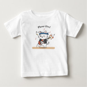 Camiseta De Bebé Ropa de bebé divertida con gato de música tocando