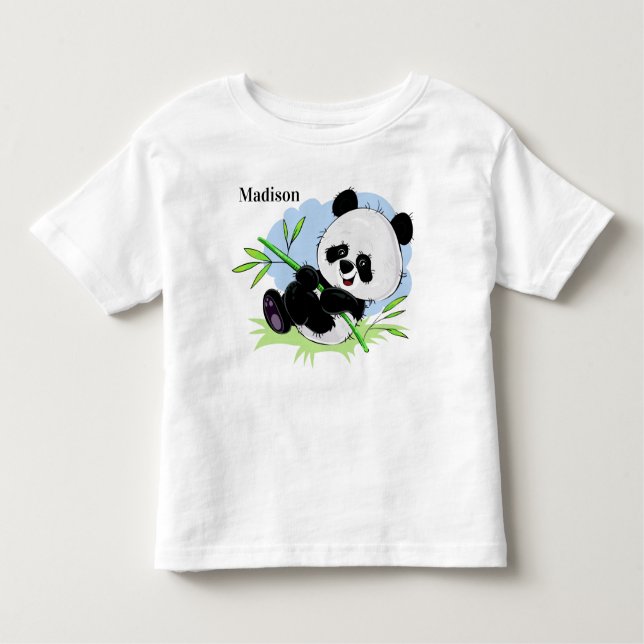 Camiseta De Bebé Ropa de nombre de costumbre de Cute Panda (Anverso)