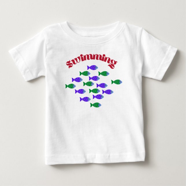 Camiseta De Bebé ropa de vacaciones para nadar con peces (Anverso)