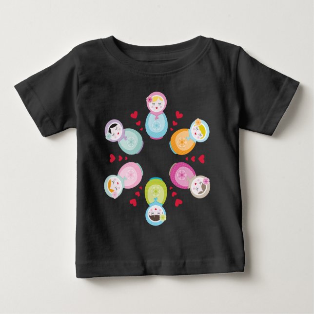 Camiseta De Bebé ROPA :: muñecas babushka - mandala (Anverso)
