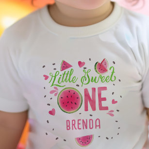 Camiseta De Bebé Rosa 1º cumpleaños en un Melón, Chica de verano