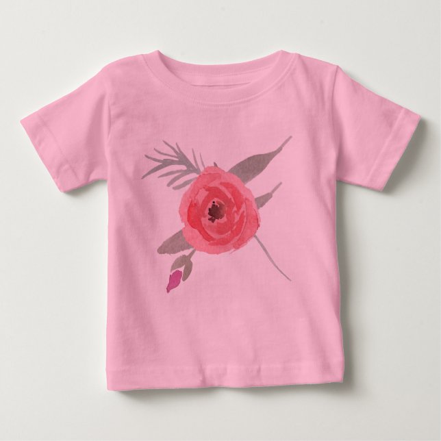 Camiseta De Bebé Rosa acuarela (Anverso)