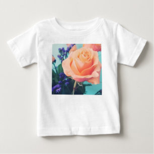 Camiseta De Bebé rosa amarilla rosa con fondo de menta