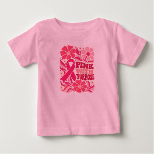 Camiseta De Bebé Rosa Con Propósito Floral Retro Conciencia Del Cán