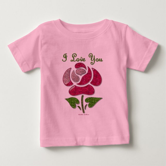 Camiseta De Bebé Rosa de esténcil rosa te amo (Anverso)