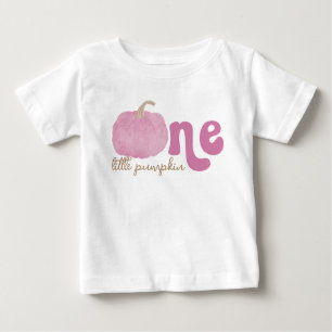 Camiseta de bebé rosa de la calabaza otoñal