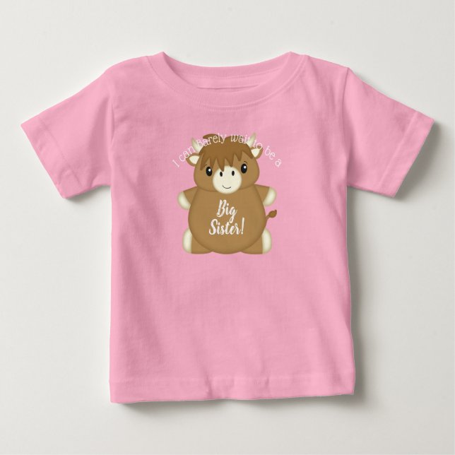 Camiseta De Bebé Rosa de vaca escocesa Baby Shower rosa (Anverso)