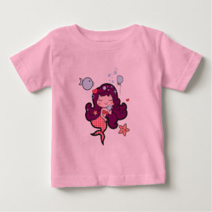 Camiseta De Bebé Rosa del mono del tutú del bebé con la sirena de