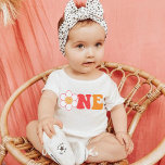 Camiseta De Bebé rosa gruñón y naranja un primer cumpleaños<br><div class="desc">Groovy One Toddler Shirt - Retro Rainbow Birthday Shirt - First Birthday Natural Toddler Tee.</div>