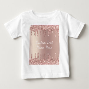 Camiseta De Bebé Rosa Oro Purpurina Rubor Drits Mensajes de texto C