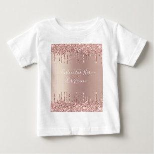 Camiseta De Bebé Rosa Purpurina de oro Personalizado su regalo de n