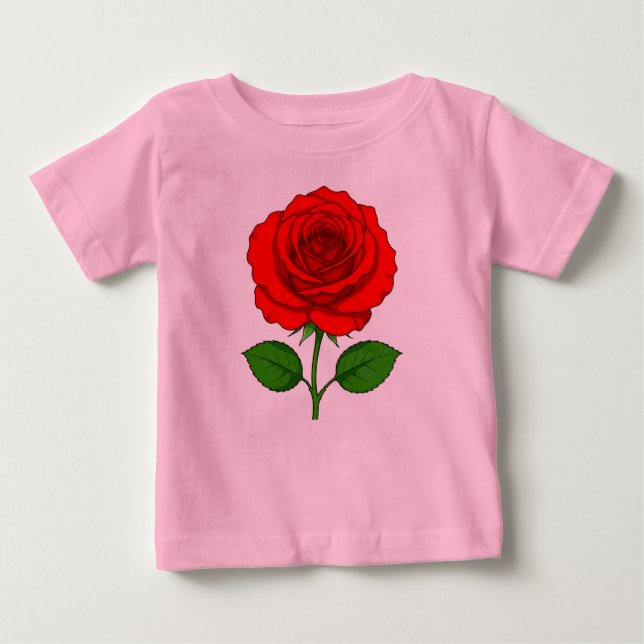 Camiseta de bebé Rosa Roja (Anverso)