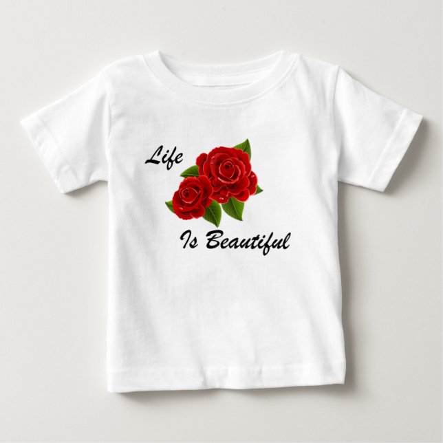 Camiseta De Bebé Rosa Roja Blanca (Anverso)