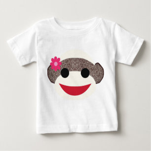 Camiseta De Bebé Rosa Sock Monkey Flower Girl
