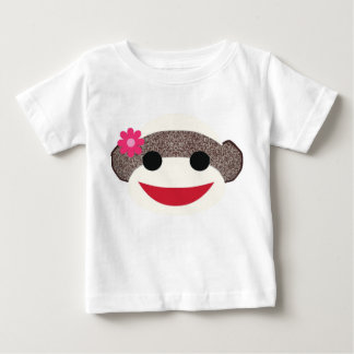 Camiseta De Bebé Rosa Sock Monkey Flower Girl