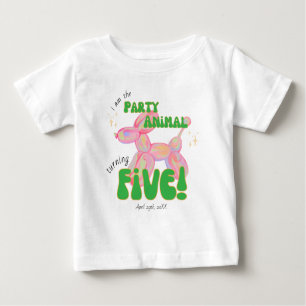 Camiseta De Bebé Rosa Soy el Animal de Globo de la Fiesta Cumpleaño