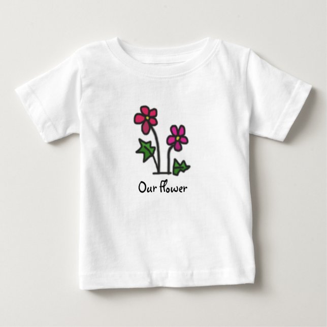 Camiseta De Bebé Rosa suave de la flor con el texto (Anverso)