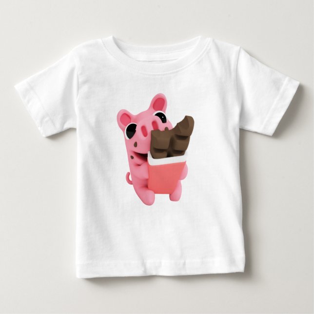 Camiseta De Bebé Rosa the Pig Chocolate (Anverso)
